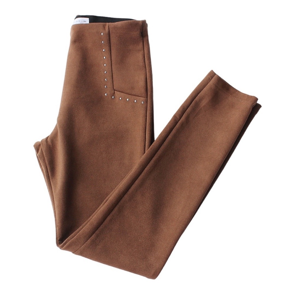 Zara Faux Suede Studded Leggings. Size 13/14